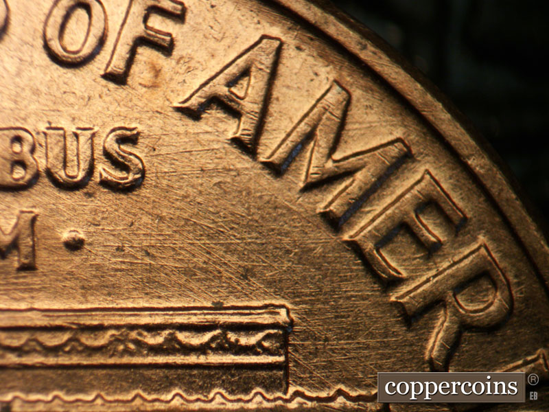 Die-stage B marker on 1960D•1MM•105 (1960 Repunched Mint Mark).