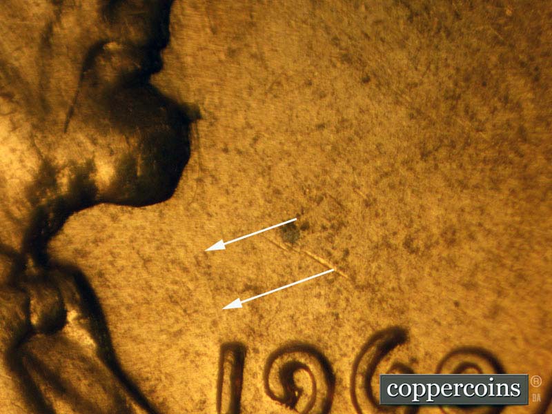 Die-stage C marker on 1960D•1MM•105 (1960 Repunched Mint Mark).