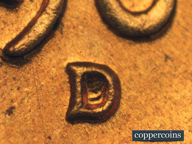 Die-stage A marker on 1960D•1MM•106 (1960 Repunched Mint Mark).