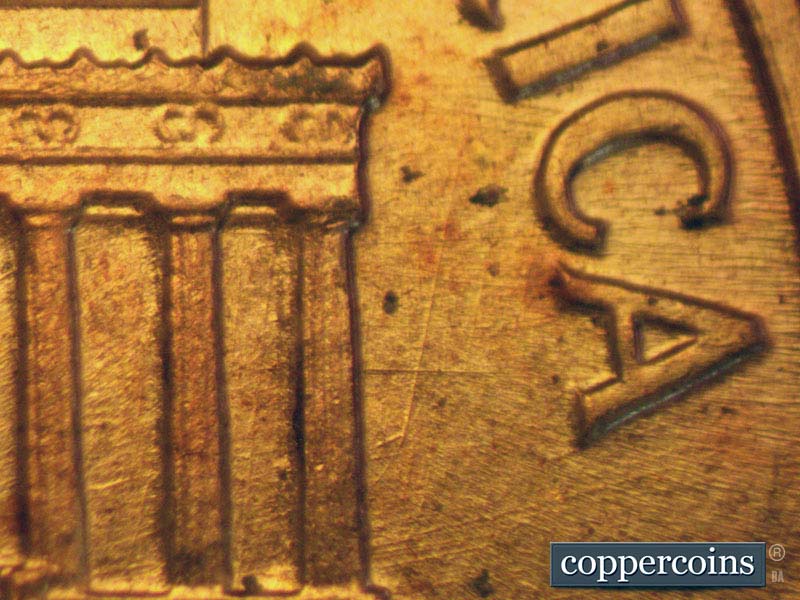 Die-stage A marker on 1960D•1MM•106 (1960 Repunched Mint Mark).