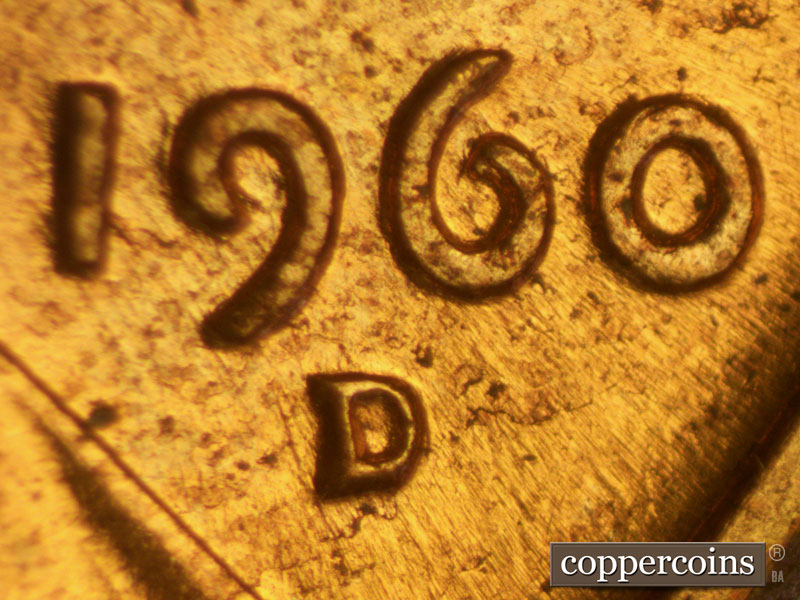 Die-stage C marker on 1960D•1MM•107 (1960 Repunched Mint Mark).
