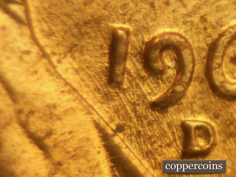 Die-stage C marker on 1960D•1MM•107 (1960 Repunched Mint Mark).