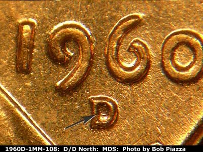 1960 Lincoln cent obverse, CopperCoins die 1960D•1MM•108.