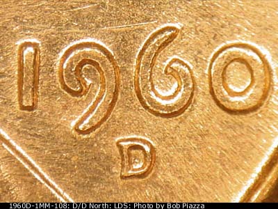 Die-stage C marker on 1960D•1MM•108 (1960 Repunched Mint Mark).