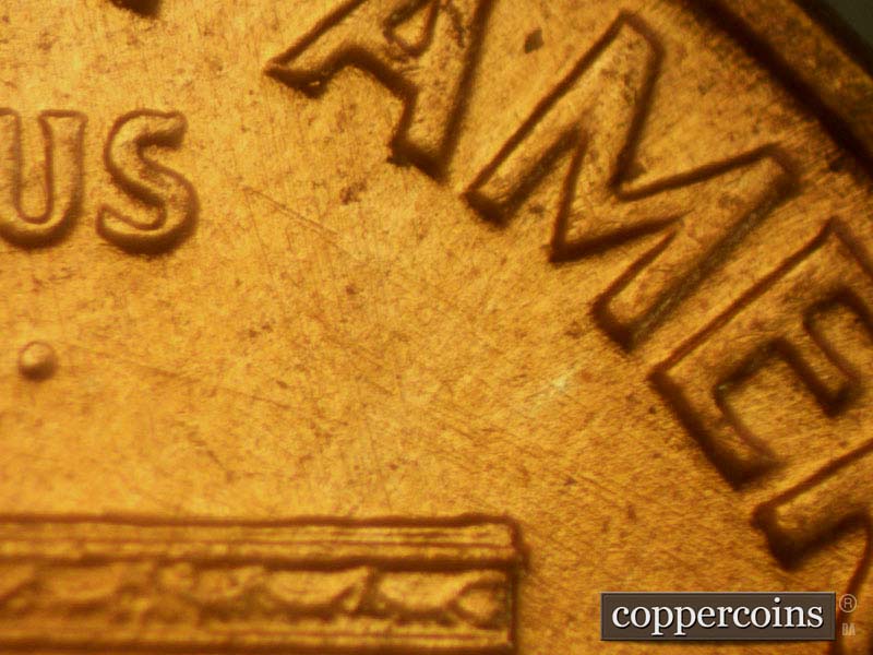 Die-stage B marker on 1960D•1MM•109 (1960 Repunched Mint Mark).