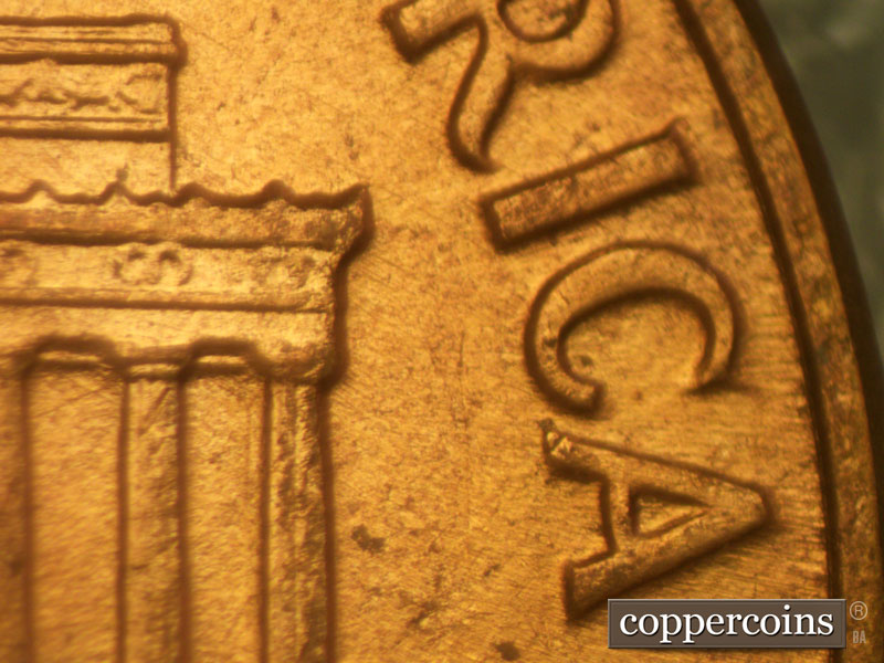 Die-stage B marker on 1960D•1MM•109 (1960 Repunched Mint Mark).