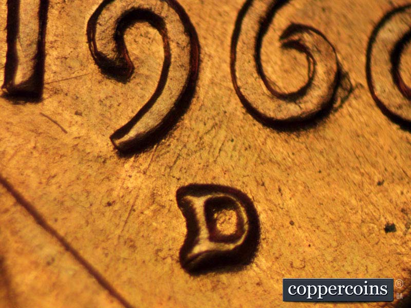 1960 Lincoln cent obverse, CopperCoins die 1960D•1MM•110.