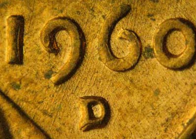 Die-stage C marker on 1960D•1MM•110 (1960 Repunched Mint Mark).