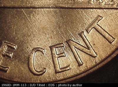 Die-stage A marker on 1960D•1MM•113 (1960 Repunched Mint Mark).
