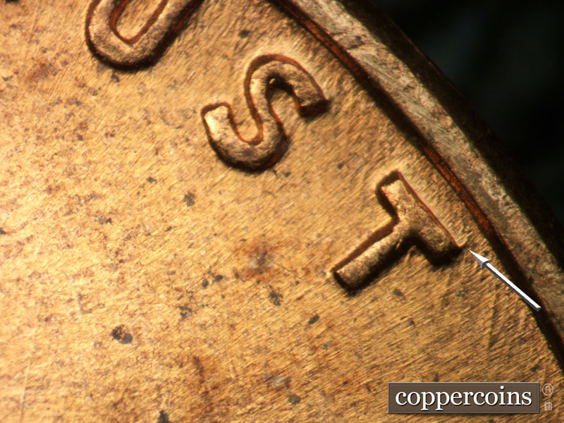 Die-stage B marker on 1960D•1MM•113 (1960 Repunched Mint Mark).