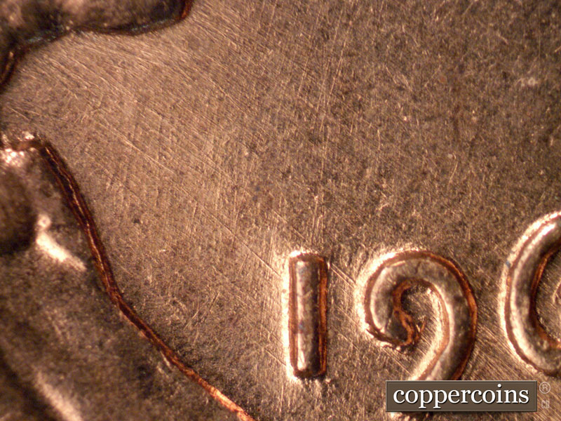 Die-stage A marker on 1960D•1MM•114 (1960 Repunched Mint Mark).