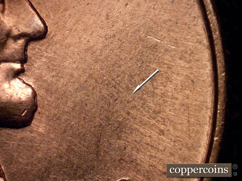 Die-stage A marker on 1960D•1MM•114 (1960 Repunched Mint Mark).