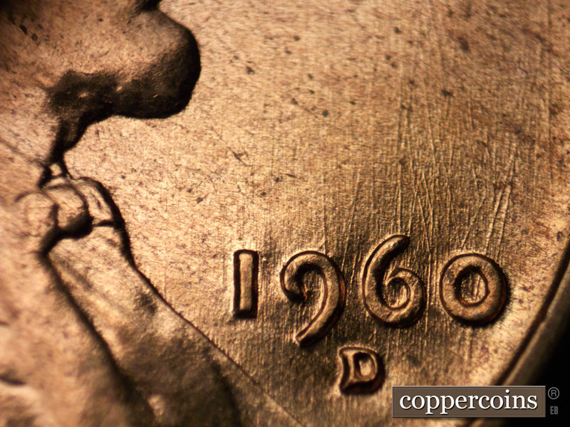 Die-stage C marker on 1960D•1MM•116 (1960 Repunched Mint Mark).