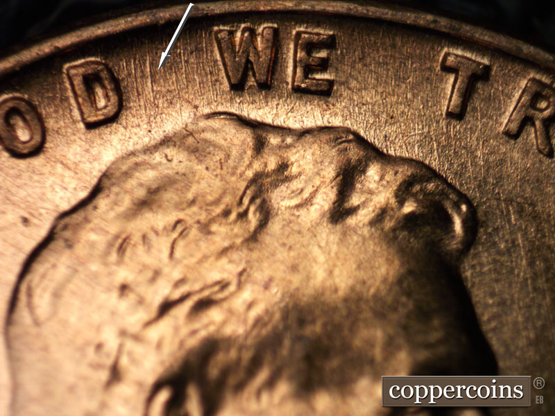 Die-stage C marker on 1960D•1MM•116 (1960 Repunched Mint Mark).