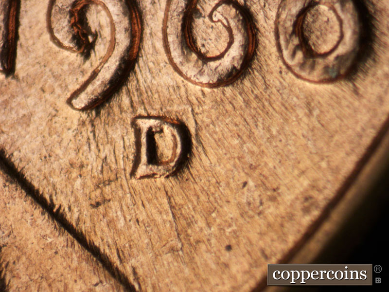 Die-stage C marker on 1960D•1MM•119 (1960 Repunched Mint Mark).
