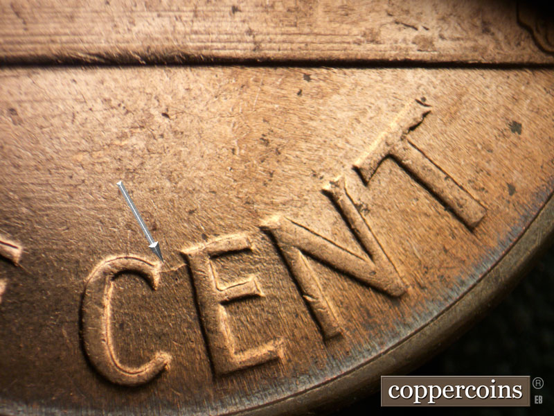 Die-stage C marker on 1960D•1MM•119 (1960 Repunched Mint Mark).