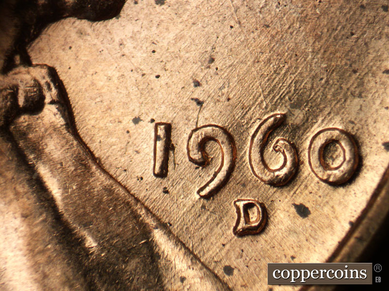 Die-stage A marker on 1960D•1MM•120 (1960 Repunched Mint Mark).