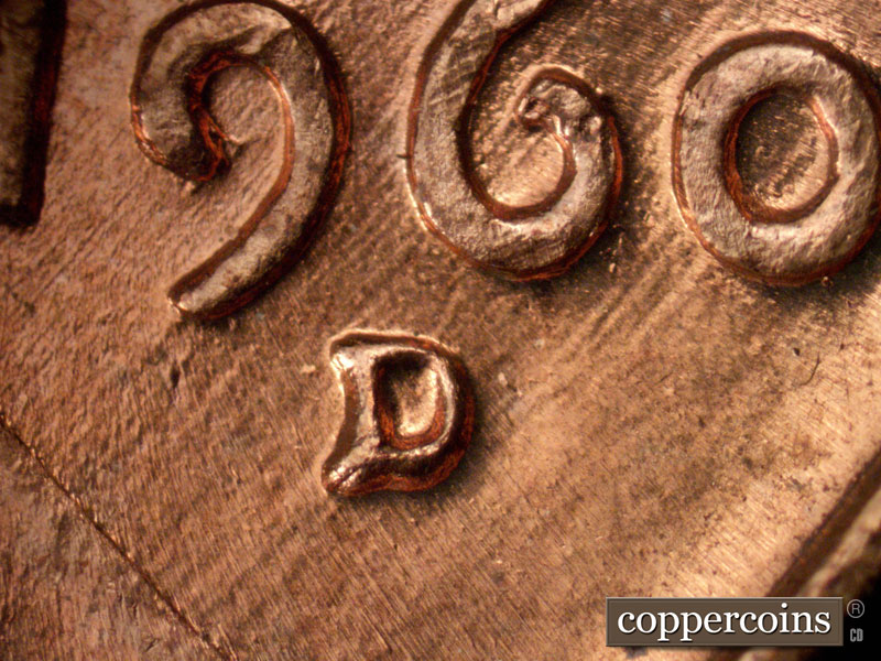 1960 Lincoln cent obverse, CopperCoins die 1960D•1MM•120.