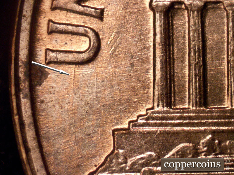 Die-stage B marker on 1960D•1MM•120 (1960 Repunched Mint Mark).