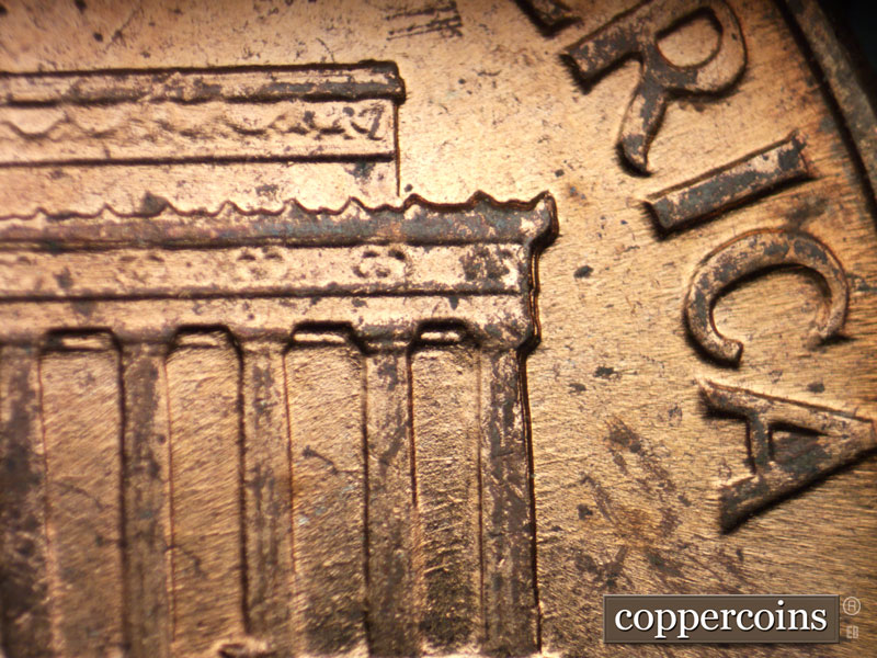 Die-stage B marker on 1960D•1MM•121 (1960 Repunched Mint Mark).