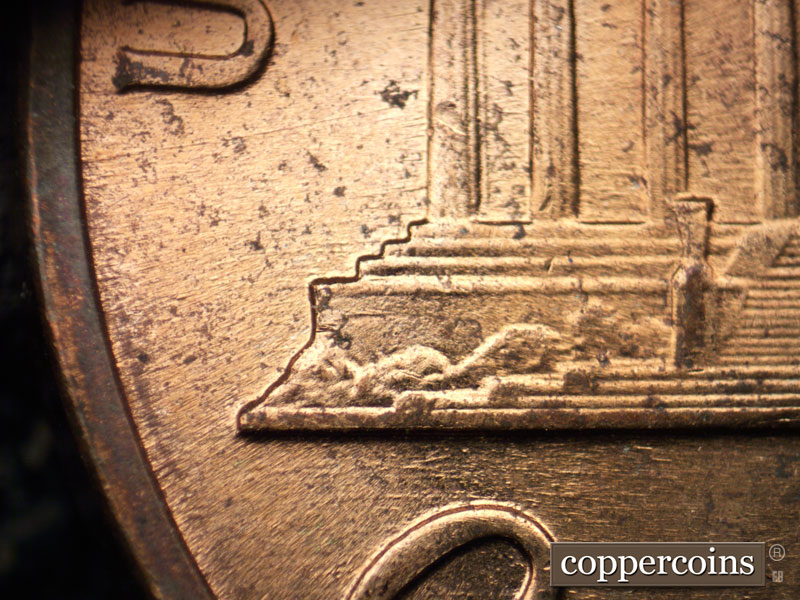Die-stage B marker on 1960D•1MM•121 (1960 Repunched Mint Mark).