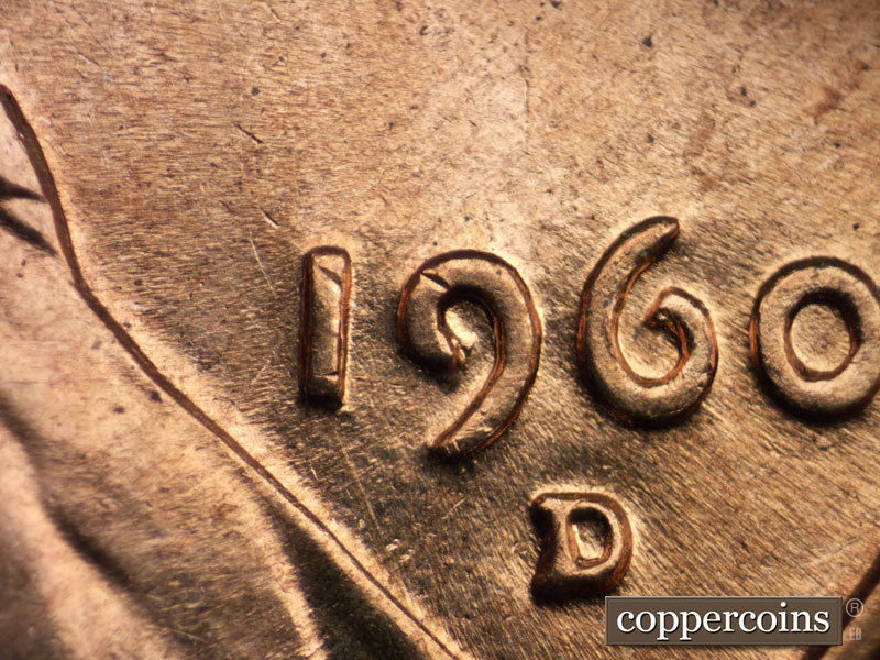 Die-stage C marker on 1960D•1MM•121 (1960 Repunched Mint Mark).