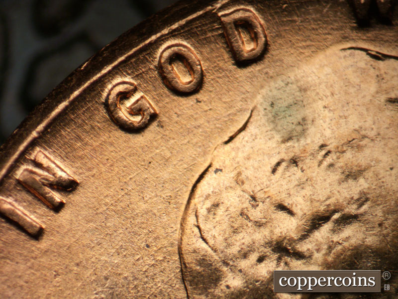Die-stage A marker on 1960D•1MM•122 (1960 Repunched Mint Mark).
