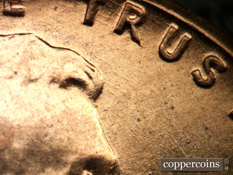 Die-stage A marker on 1960D•1MM•122 (1960 Repunched Mint Mark).