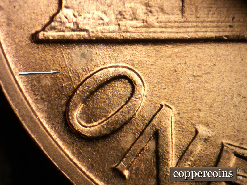 Die-stage A marker on 1960D•1MM•122 (1960 Repunched Mint Mark).