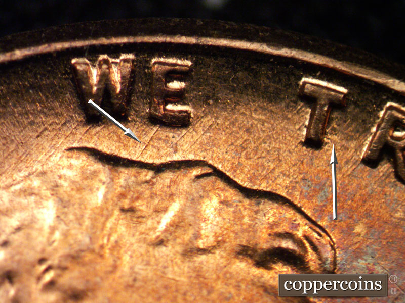 Die-stage B marker on 1960D•1MM•122 (1960 Repunched Mint Mark).