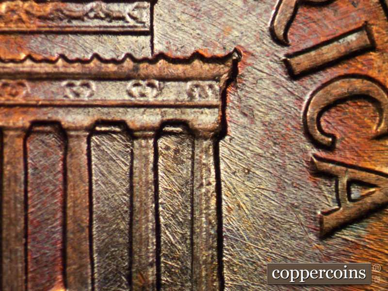 Die-stage B marker on 1960D•1MM•122 (1960 Repunched Mint Mark).