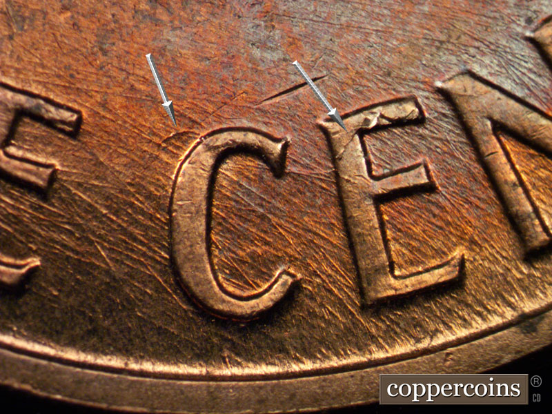 Die-stage B marker on 1960D•1MM•122 (1960 Repunched Mint Mark).