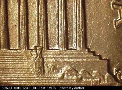 Die-stage B marker on 1960D•1MM•124 (1960 Repunched Mint Mark).