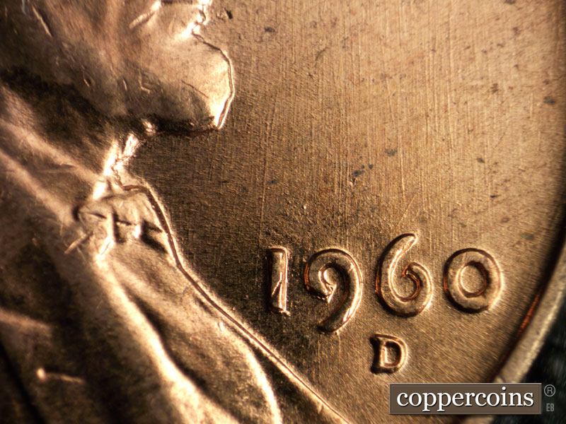 Die-stage B marker on 1960D•1MM•125 (1960 Repunched Mint Mark).