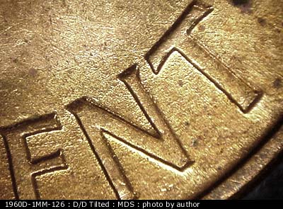 Die-stage B marker on 1960D•1MM•126 (1960 Repunched Mint Mark).