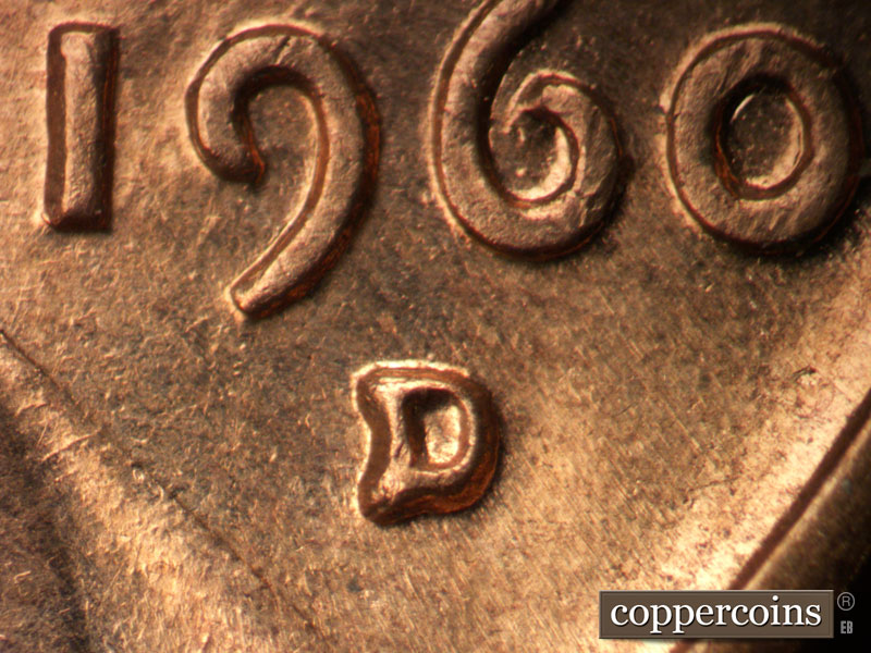 Die-stage C marker on 1960D•1MM•126 (1960 Repunched Mint Mark).