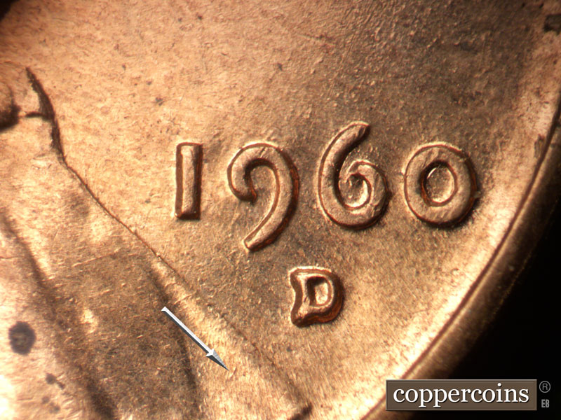 Die-stage C marker on 1960D•1MM•126 (1960 Repunched Mint Mark).
