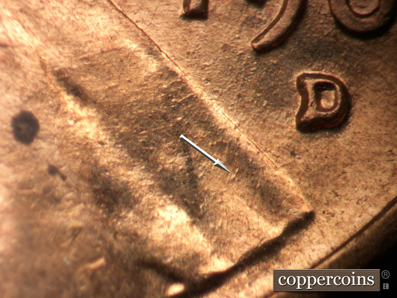 Die-stage C marker on 1960D•1MM•126 (1960 Repunched Mint Mark).