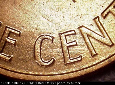 Die-stage B marker on 1960D•1MM•129 (1960 Repunched Mint Mark).