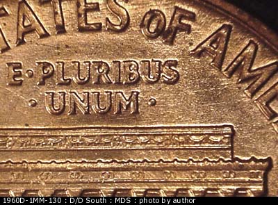 Die-stage B marker on 1960D•1MM•130 (1960 Repunched Mint Mark).