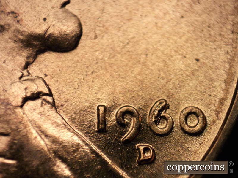Die-stage B marker on 1960D•1MM•133 (1960 Repunched Mint Mark).