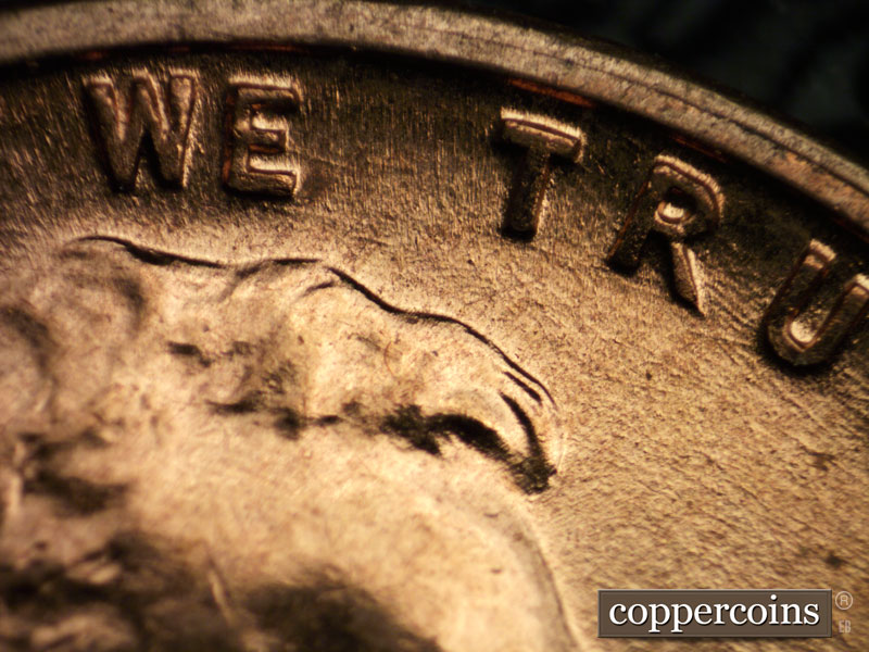 Die-stage B marker on 1960D•1MM•133 (1960 Repunched Mint Mark).