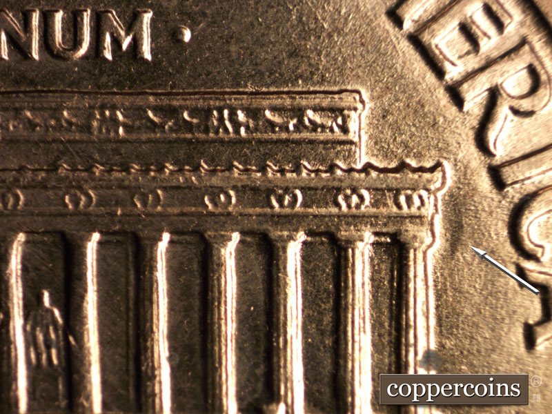 Die-stage B marker on 1960D•1MM•133 (1960 Repunched Mint Mark).