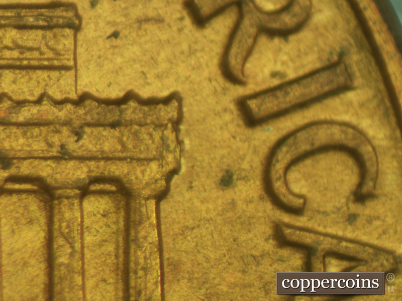 Die-stage A marker on 1960D•1MM•135 (1960 Repunched Mint Mark).