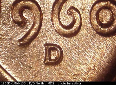 1960 Lincoln cent obverse, CopperCoins die 1960D•1MM•135.