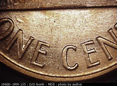 Die-stage B marker on 1960D•1MM•135 (1960 Repunched Mint Mark).