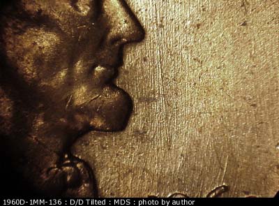 Die-stage B marker on 1960D•1MM•136 (1960 Repunched Mint Mark).