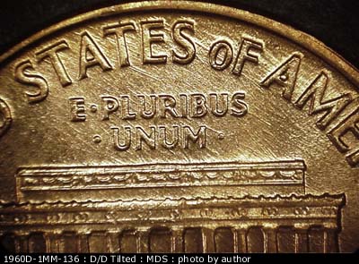 Die-stage B marker on 1960D•1MM•136 (1960 Repunched Mint Mark).