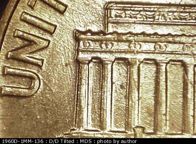Die-stage B marker on 1960D•1MM•136 (1960 Repunched Mint Mark).