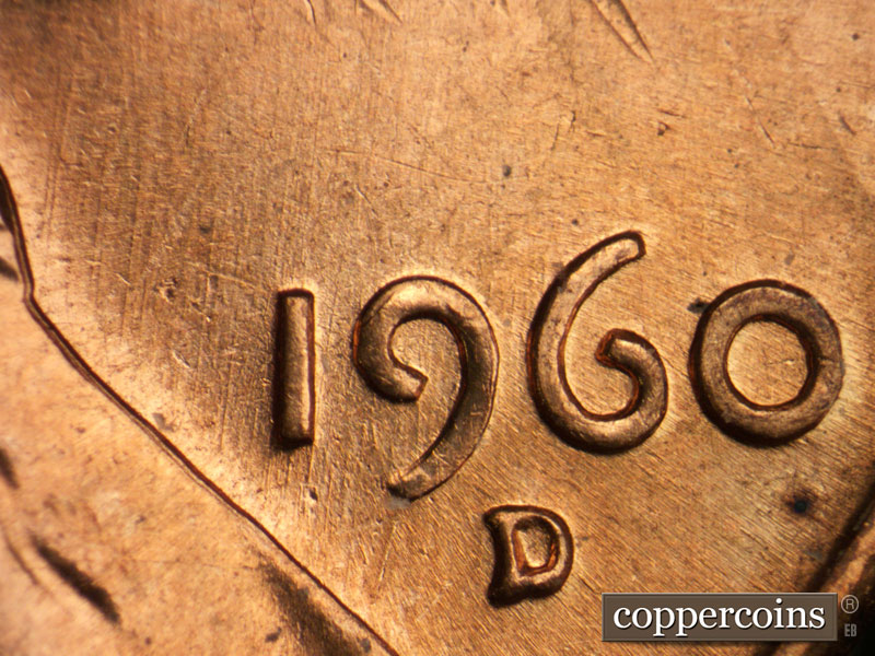 Die-stage B marker on 1960D•1MM•138 (1960 Repunched Mint Mark).